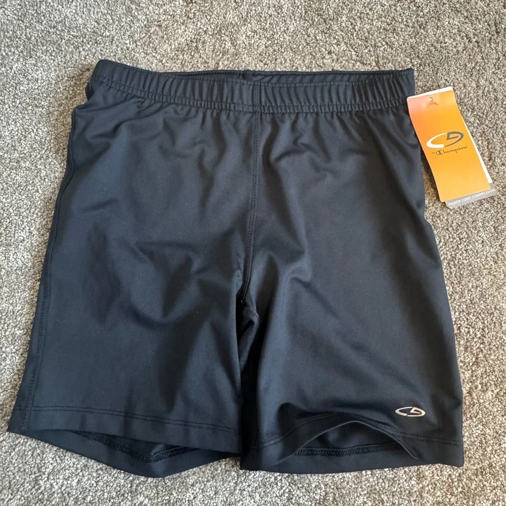 Champion Black compression/biker shorts size L girls NWT